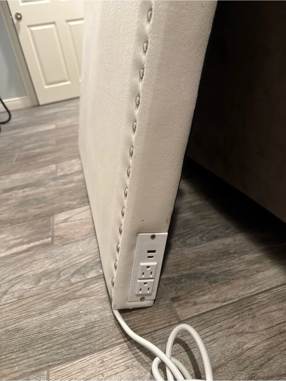 Upholstered White Nailhead Accent Headboard - Unbranded